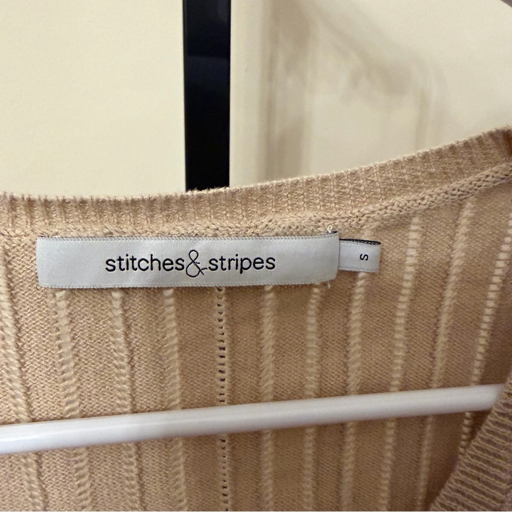 Beige Ribbed Button Down Shirt - Picture 3 of 3